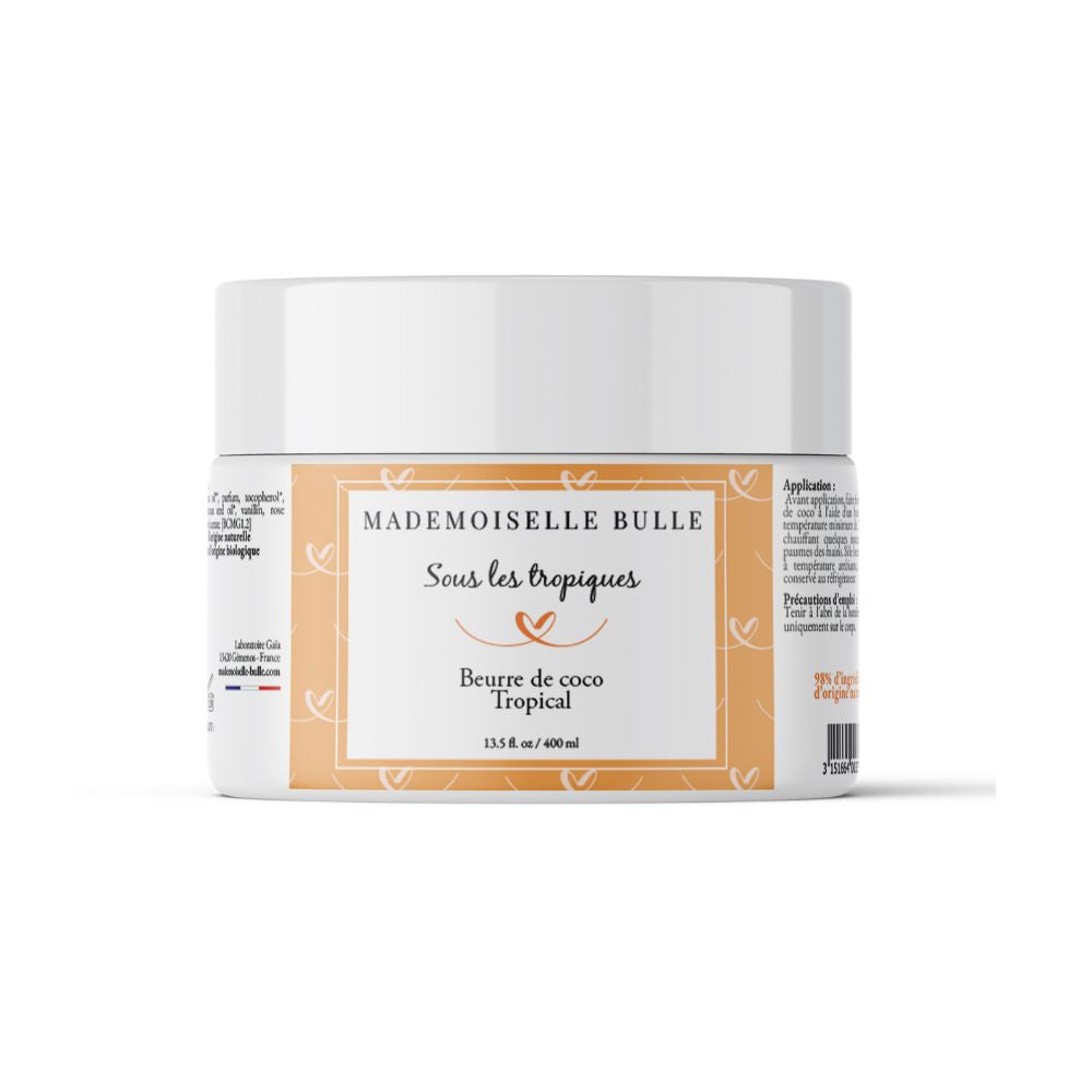 Mademoiselle Bulle Je suis sous les tropiques Beurre de coco Tropicale Pot 400ml