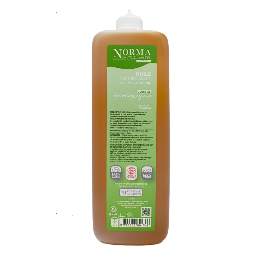 Huile Post-épilatoire BIO Mangue Argan 1 L NORMA DE DURVILLE