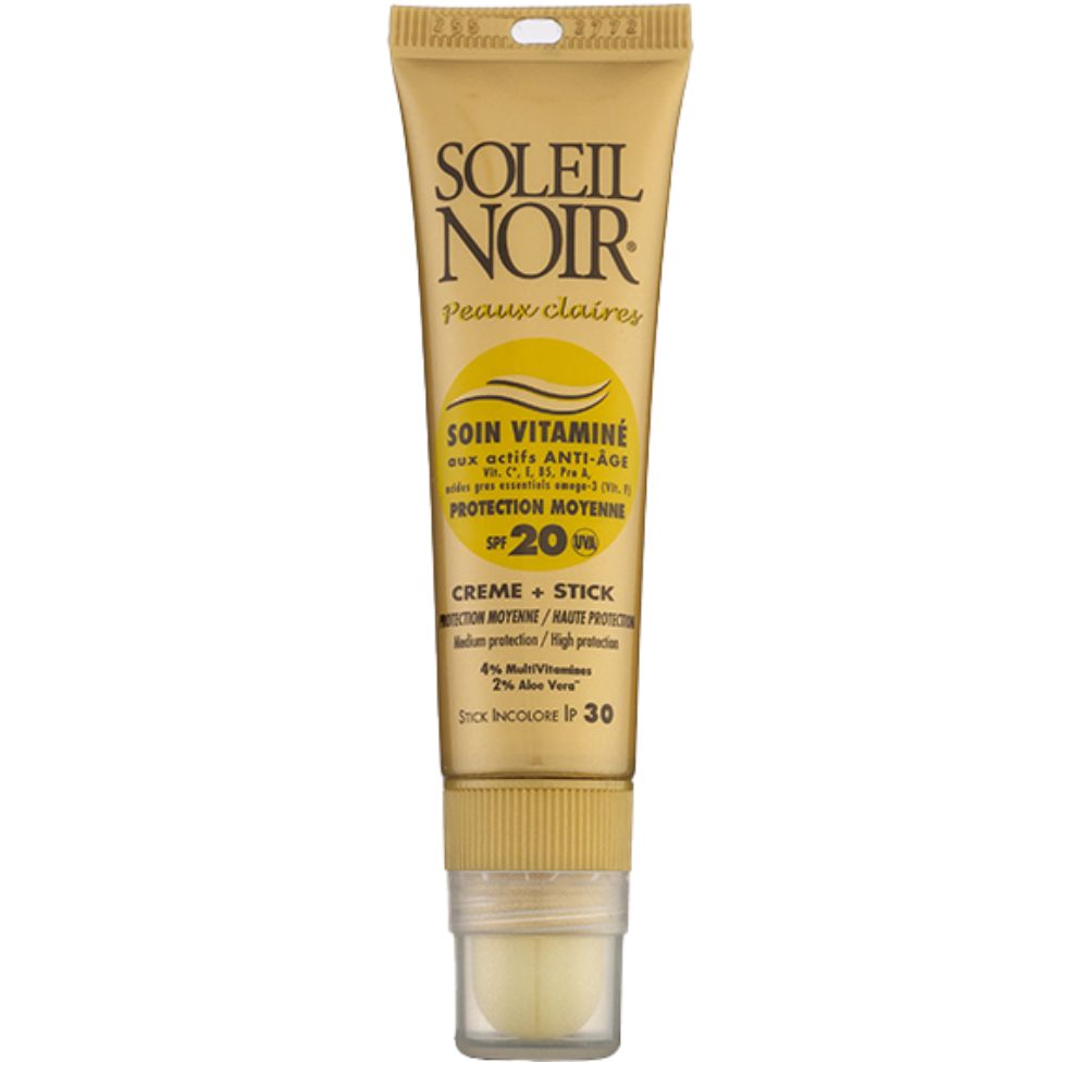 Combi Soin Vitaminé 20 et Stick IP30 Protection Moyenne 20+2 ml SOLEIL NOIR