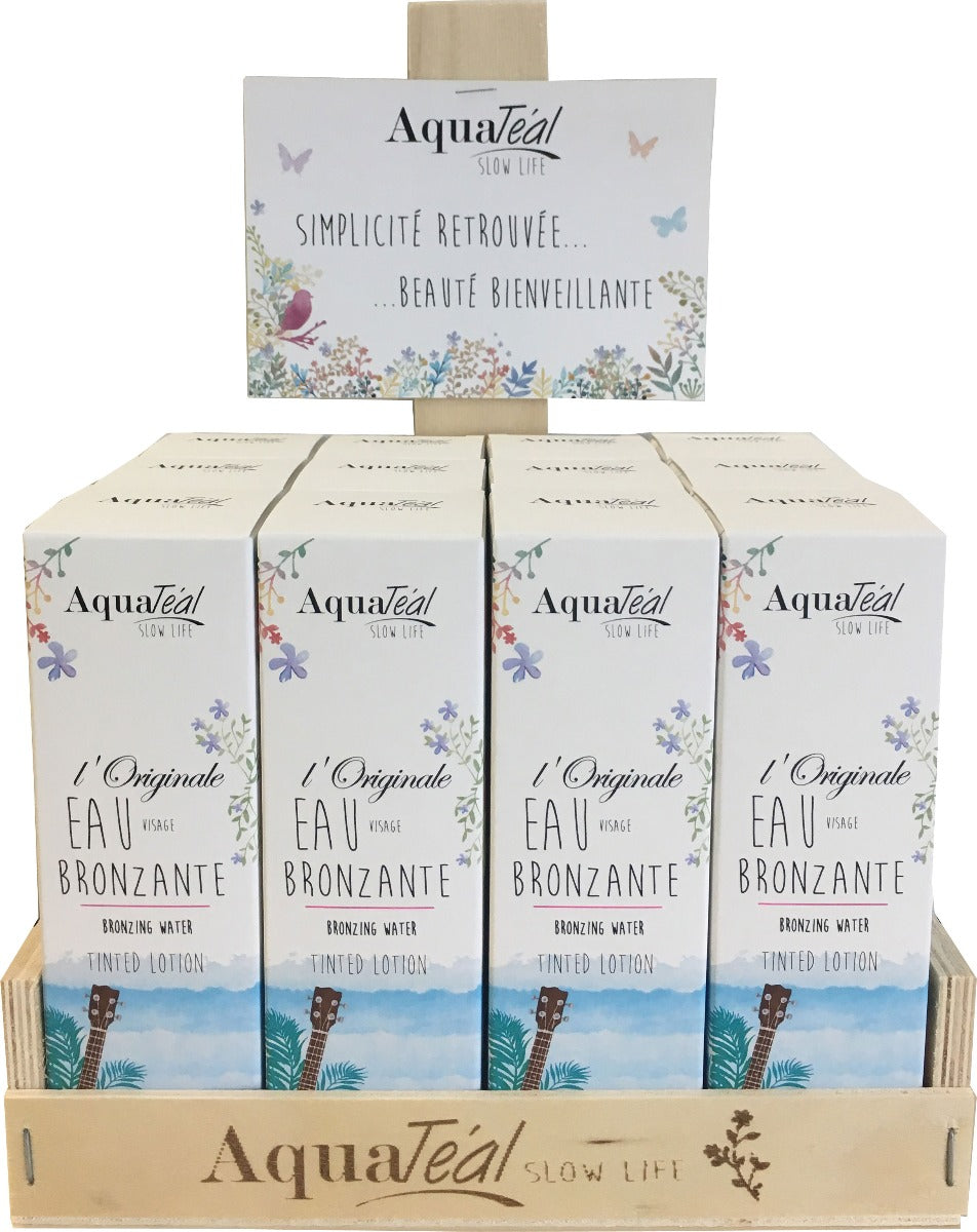 Présentoir Eau Bronzante Teint Thé 100ml L'Originale AQUATEAL