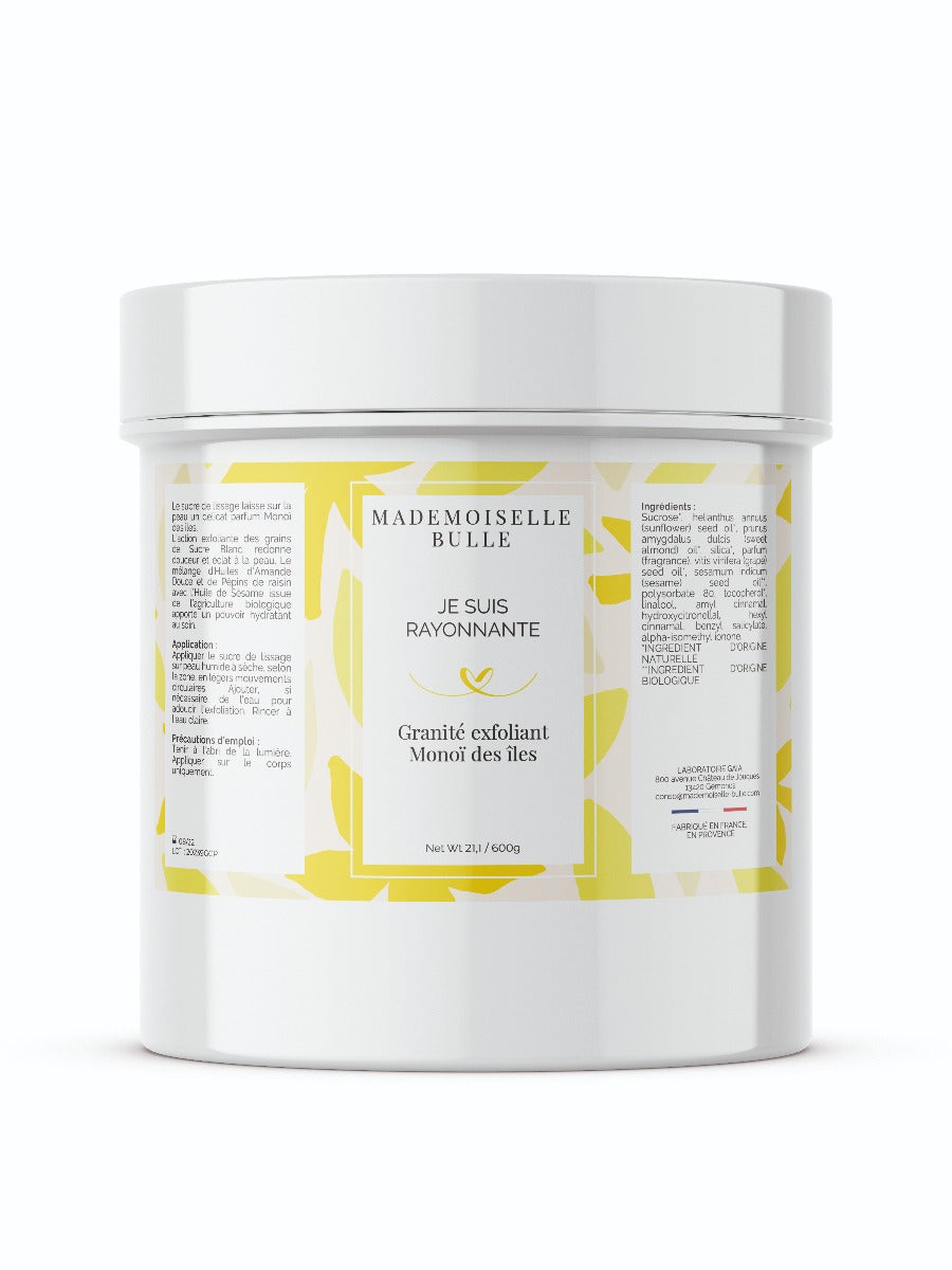 Mademoiselle Bulle - je suis rayonnante Granité exfoliant Monoï des iles Pot 600 ml