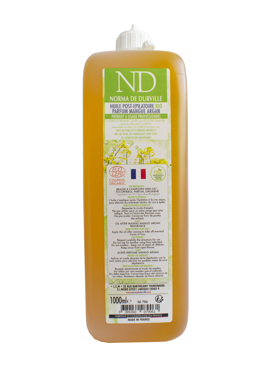 Huile Post-épilatoire BIO Mangue Argan 1 L  NORMA DE DURVILLE