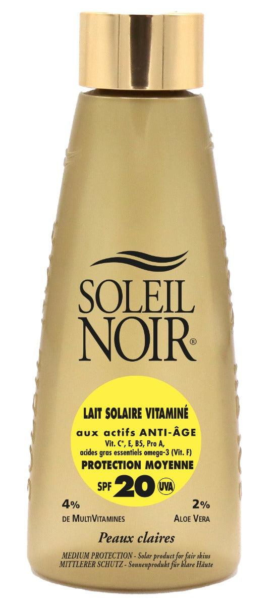 Lait Solaire Vitaminé 20 Protection Moyenne 150 ml SOLEIL NOIR